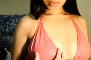 Cute Asian youthful sweetheart with exquisite large boobies on cam