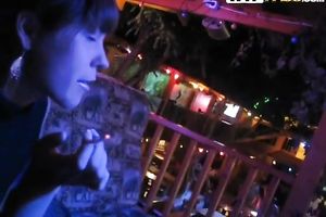 Russian party bitch named Dasha gives irrumation in night club