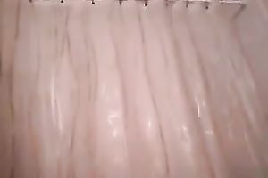 Chubby brunette hair girlfriend acquires naked and washes herself in the shower room