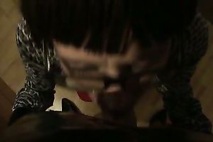 Dirty-minded brunette hair slut provides my buddy with a casual oral job