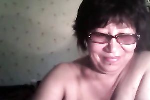 Short haired sexually excited nerdy web camera oldie stripteased for my buddy