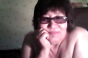 Short haired sexually excited nerdy web camera oldie stripteased for my buddy