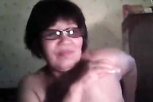 Short haired sexually excited nerdy web camera oldie stripteased for my buddy