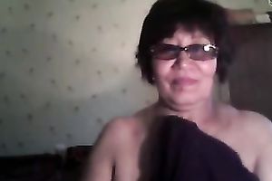 Short haired sexually excited nerdy web camera oldie stripteased for my buddy