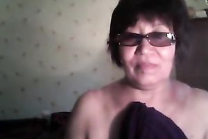 Short haired sexually excited nerdy web camera oldie stripteased for my buddy