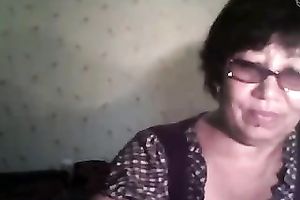 Short haired sexually excited nerdy web camera oldie stripteased for my buddy