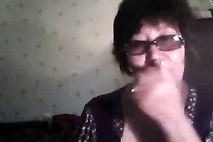 Short haired sexually excited nerdy web camera oldie stripteased for my buddy