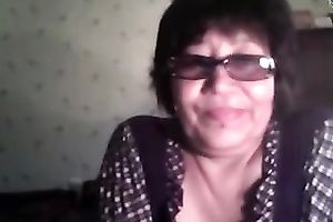 Short haired sexually excited nerdy web camera oldie stripteased for my buddy