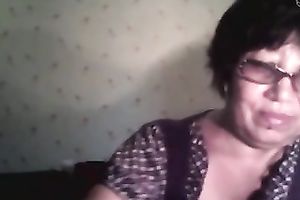 Short haired sexually excited nerdy web camera oldie stripteased for my buddy