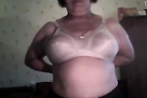 Short haired sexually excited nerdy web camera oldie stripteased for my buddy