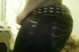 Chubby and wet dark bitch teases her pussy on web camera