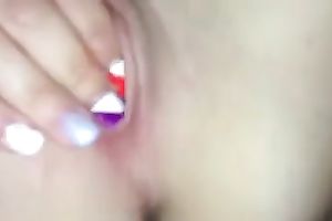 She rubs her mowed small pink bawdy cleft on closeup POV episode