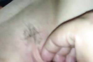 She rubs her mowed small pink bawdy cleft on closeup POV episode