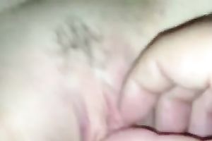 She rubs her mowed small pink bawdy cleft on closeup POV episode