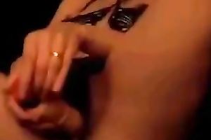 Long legged marital-device addicted webcam slut with black hair masturbated for me