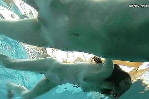 Two cute white hawt college cuties from Russian Federation below water