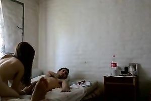 Well shaped dark brown sexpot was riding my buddy on hidden camera