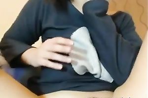 Awesome non-professional dark brown teenie squirts during masturbation