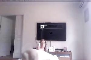 Ugly as shit dilettante horny white wife with pale gazoo masturbated on her own webcam