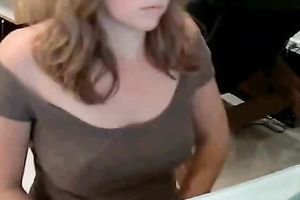 Careless livecam beauty in glasses flashes her large milk cans specially for me