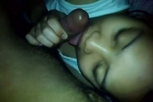 Cock loving Pinay girlfriend eats balls and knob on webcam