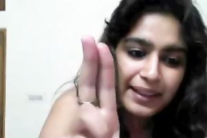 Desi dark brown wifey stripteases and fingers her bushy soaked bawdy cleft