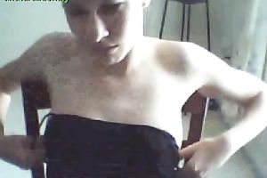 Seductive non-professional cam dirty slut wife plays with her knocker for me