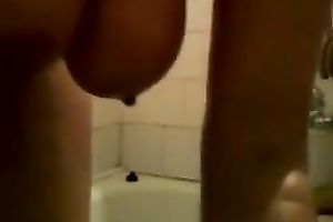 Chubby paramour masturbating passionately in the baths