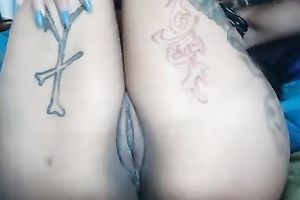 Amazing tattooed whorable nympho nude and tickled her own cooch