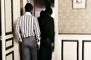 Naughty brunette whore rides her man's dick in reverse cowgirl position