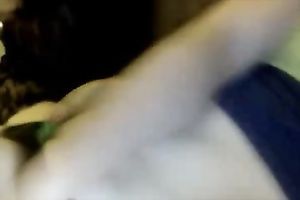 Amateur pallid nympho with black hair was fingerfucking her own slit