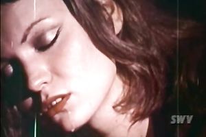 Brunette classic white babe giving head to her fuck ally