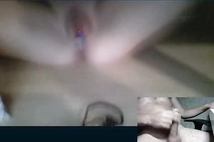 Pallid web camera floozy flashed marangos and tickled her hairless vagina for my buddy