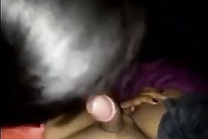 POV cock-sucking act with my ebon fuckbuddy working on my shaft