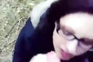 Nerdy babe from college gives me great deepthroat oral-service