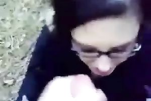 Nerdy babe from college gives me great deepthroat oral-service