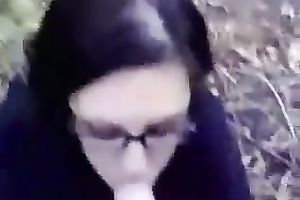 Nerdy babe from college gives me great deepthroat oral-service