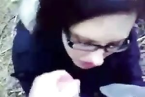 Nerdy babe from college gives me great deepthroat oral-service