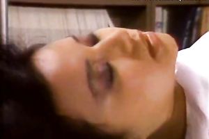 Dark head rapacious bim got her smelly fur pie eaten on table