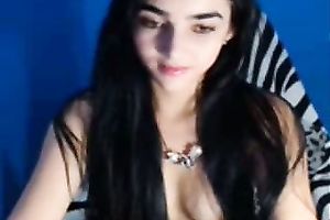 Sexy dark haired girlfriend showing her privates to me on cam