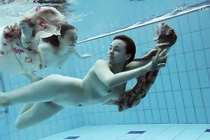 Aesthetic beauty of an underwater erotic movie with 2 legal age teenagers