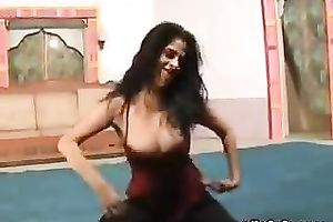 Raven haired Indian BBC slut does her yoga exercises taut yoga panties