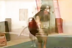 Raven haired Indian BBC slut does her yoga exercises taut yoga panties
