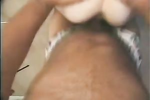 Skanky nympho with miniature milk cans receives brutally fucked from behind