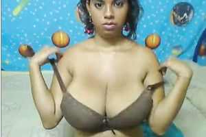 Latina black skin cutie with biggest knockers on cam