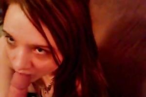 Seductive redhead college wench sucks my long dong and rides it on top