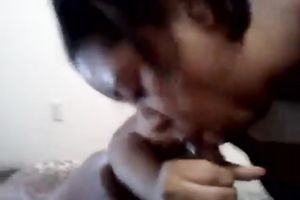 Cute and obese swarthy girlfriend gives head to her boyfriend