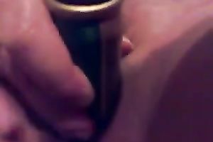 My vehement husband entertains herself by fucking her cookie with a toy