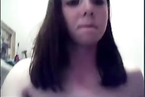 Skinny non-professional dark brown legal age teenager opes her legs on web camera