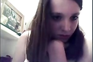 Skinny non-professional dark brown legal age teenager opes her legs on web camera